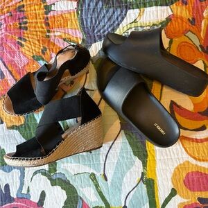 Lot-Black Espadrille Wedges and Slides